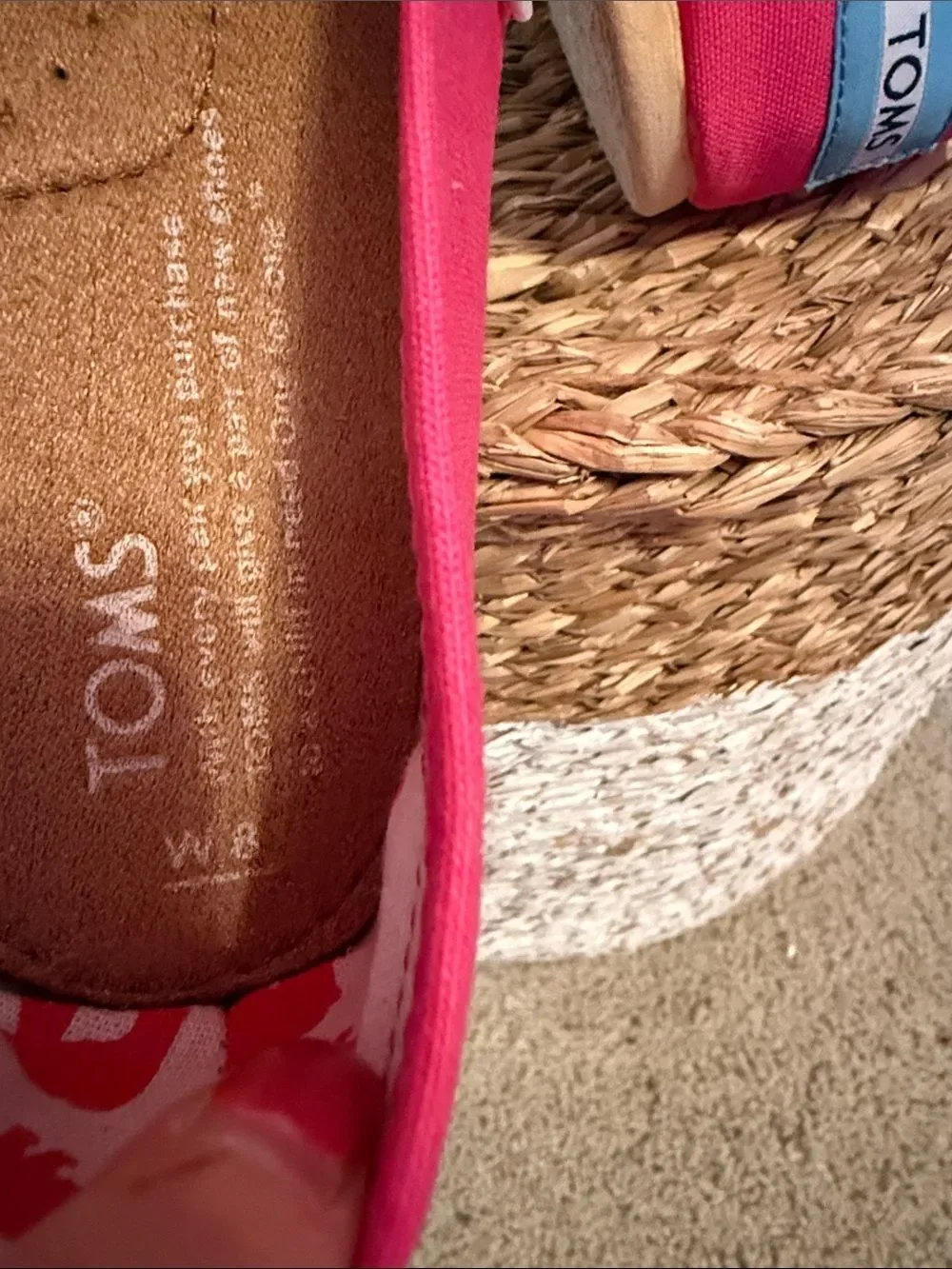 TOMS Orange Front Pink Heel Canvas Slip-On Shoes